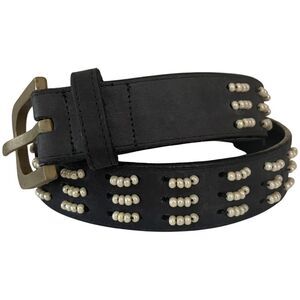 Vintage Genius Dilettante Bead Embellished Leather Belt Size Small
